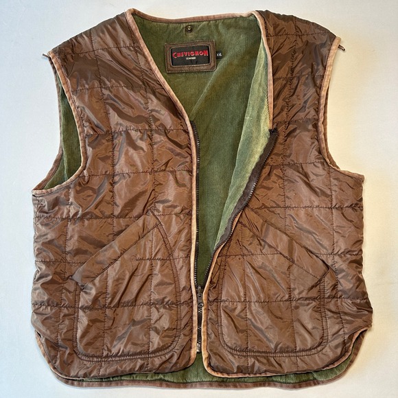 Vintage Chevignon Reversible Quilted Vest XXL‎ Corduroy Hunting 90s Gorpcore